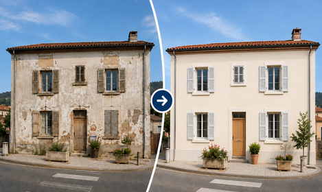 La commune accompagne la rénovation des façades du centre bourg 